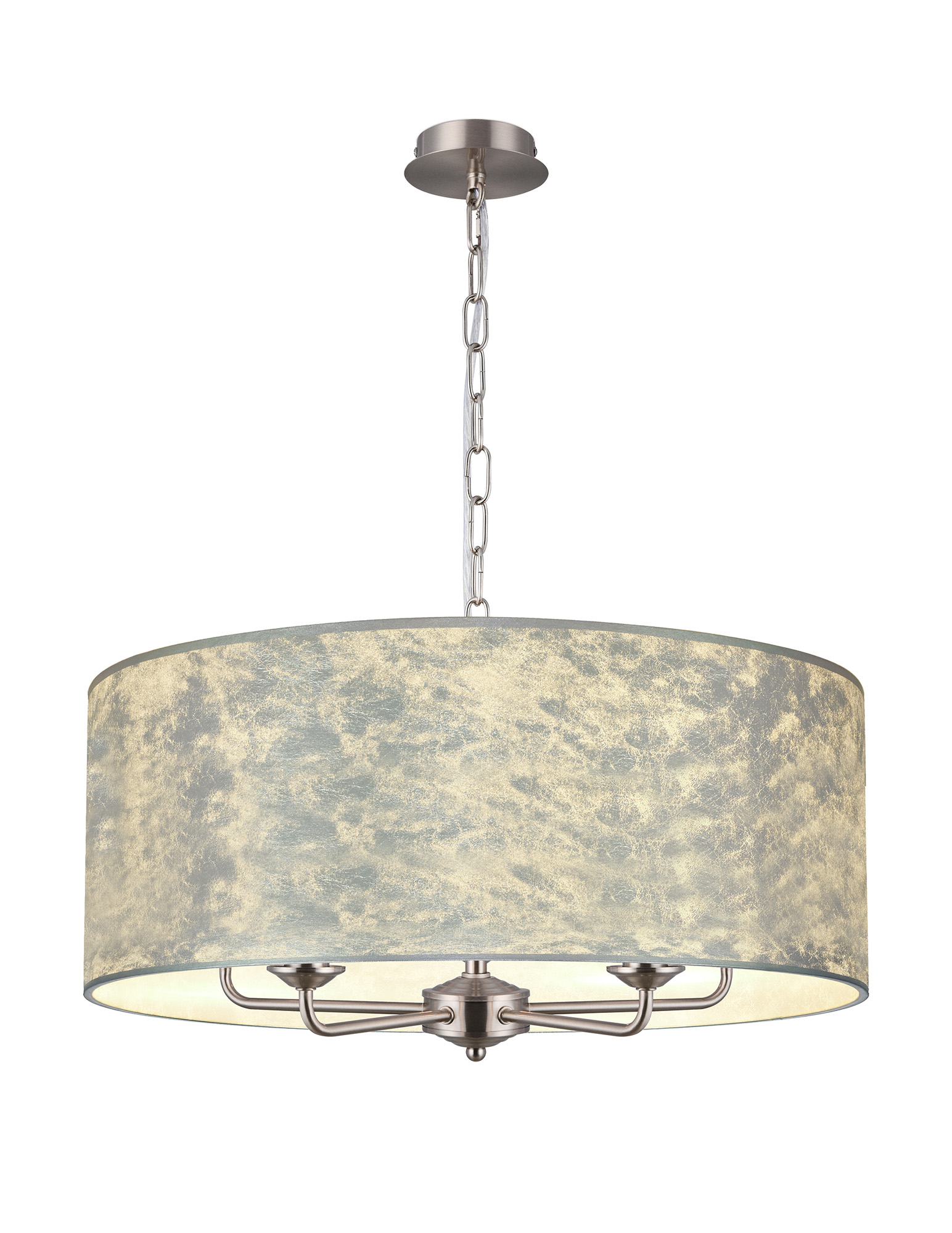 DK0679  Banyan 60cm 5 Light Pendant Satin Nickel; Silver Foil